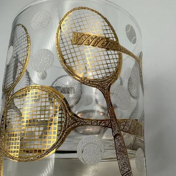 Vintage Rare Mid Century Modern Georges Briard Tennis Lowball Glasses Set of 8